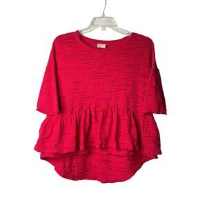 Anthropologie Postmark Blouse Top Size S Burnout Layered High Low Pink